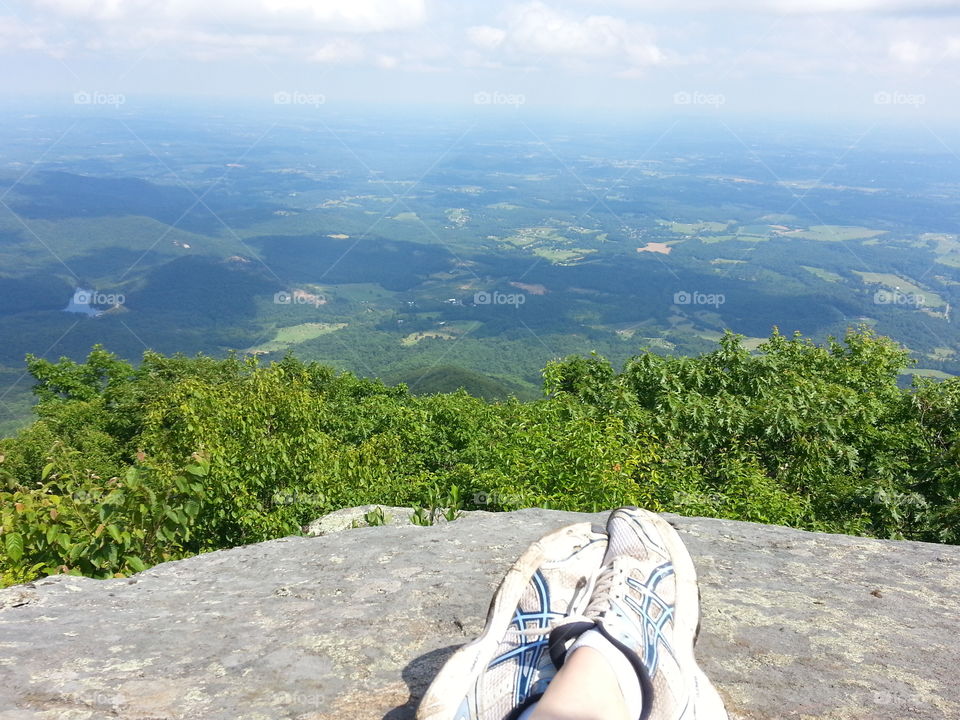 Enjoying the view after a tough climb up Flat Top Mountain