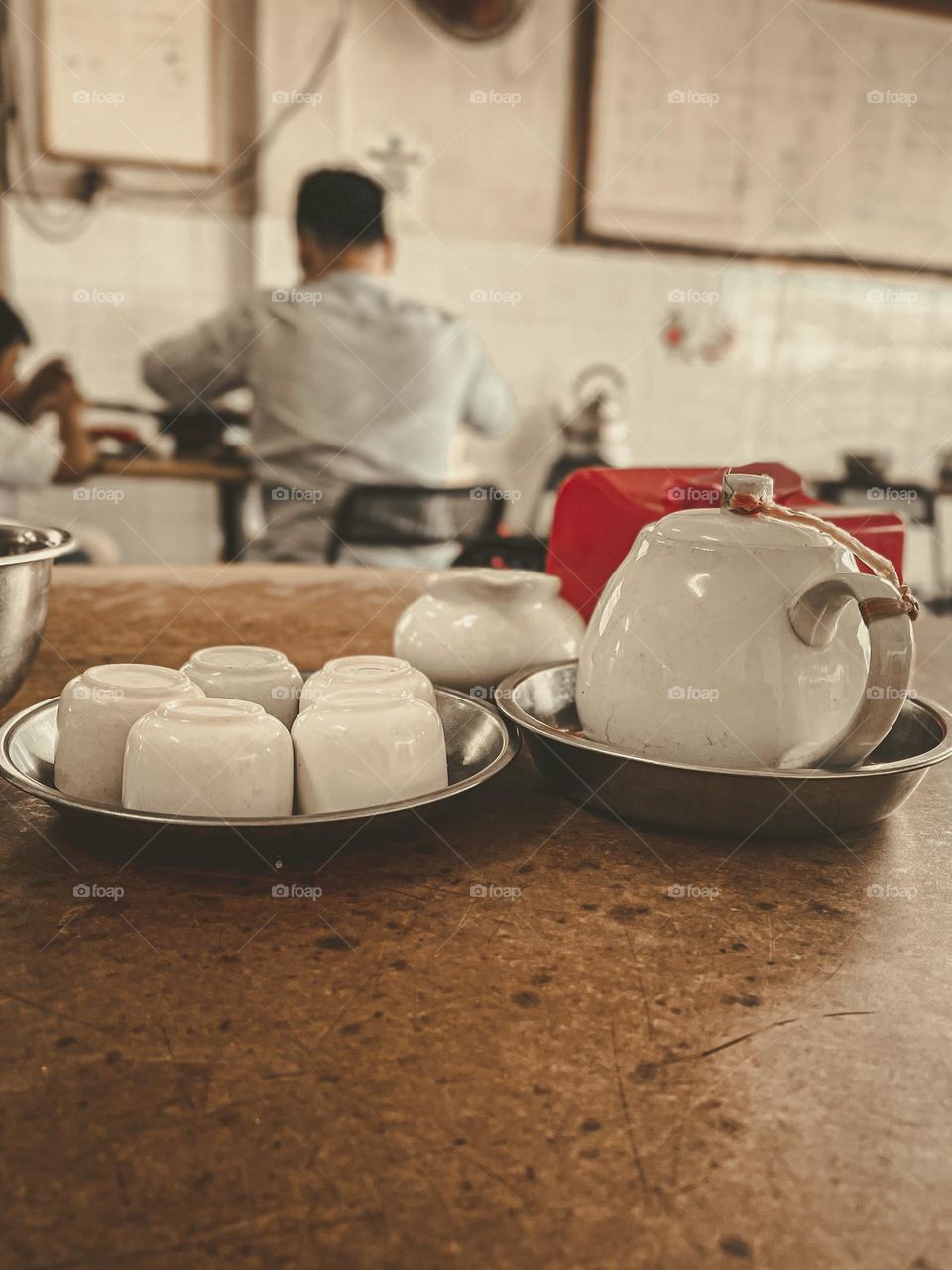 Traditional Chinese tea serving in a local Chinese restaurant 
