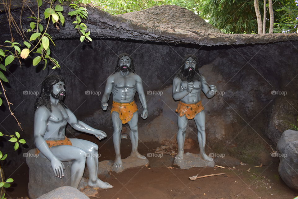 Statues of Ancient Indian Mens from Rock Garden Nerul India Photo taken on June 12, 2018