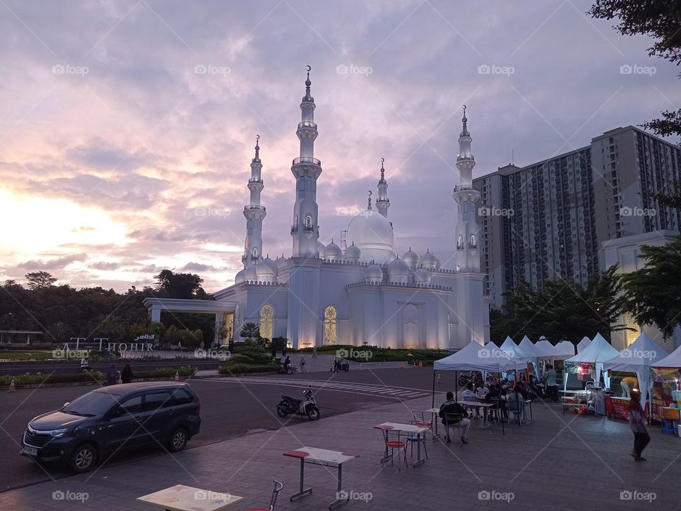 sunny morning atmosphere at a religious tourist spot