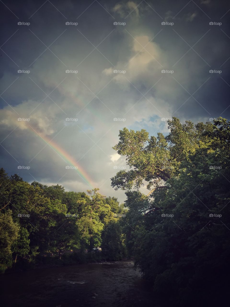 Rainbow over a river...