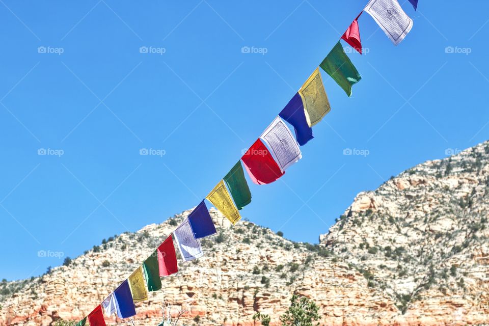 Prayer flags at Amitabha Stupa and Peace Park in Sedona, Arizona