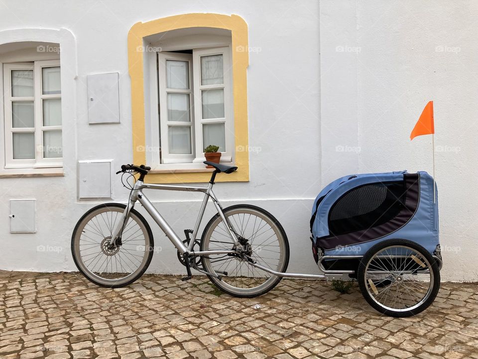 Family bike before Portuguese house