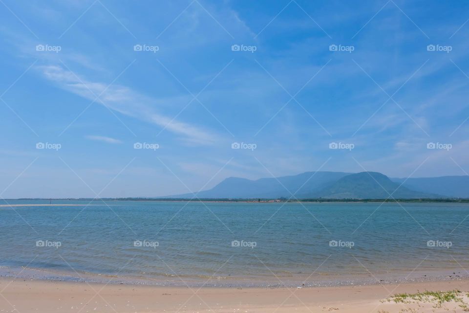 empty vast sea water and mountain