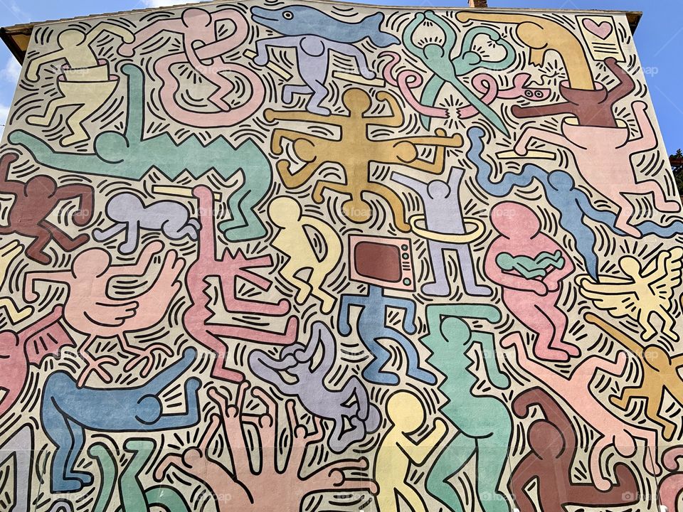 Keith haring street art . Murals. Pisa Italy 