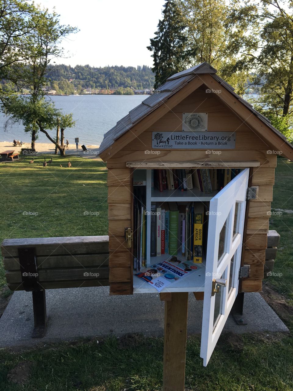 Free miniature community book library ; little free library