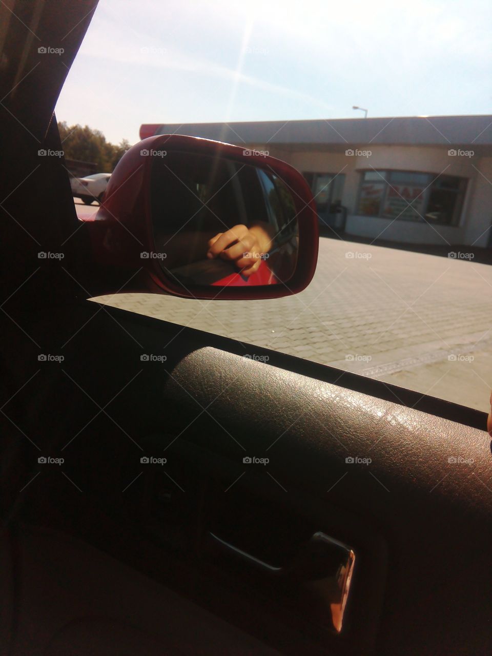 in the car mirror