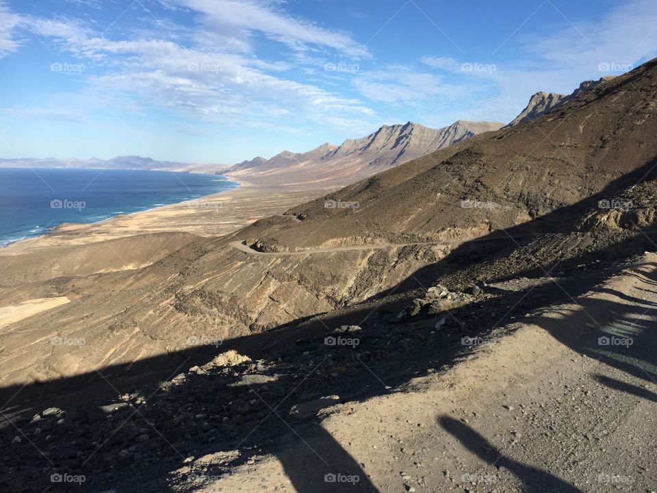 View of mountains and sea