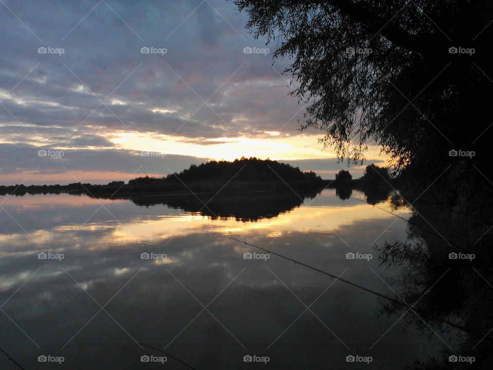 Landscape, Water, Lake, Sunset, Dawn