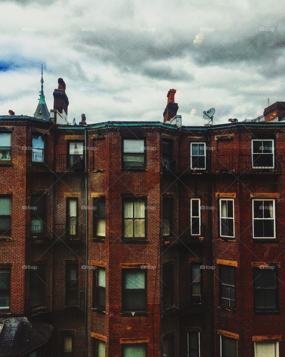 Brownstones on a Gloomy Day in Boston Massachusetts off Newbury Street