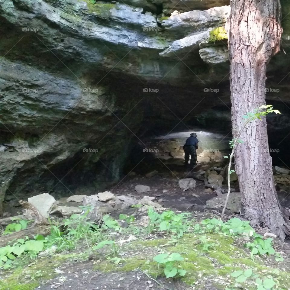 Man in cave