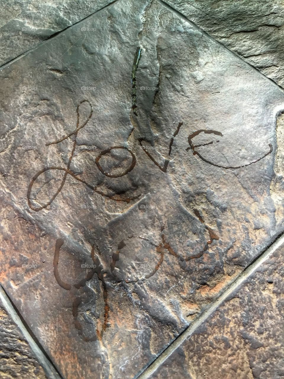 True love . Writing I love you with ice 