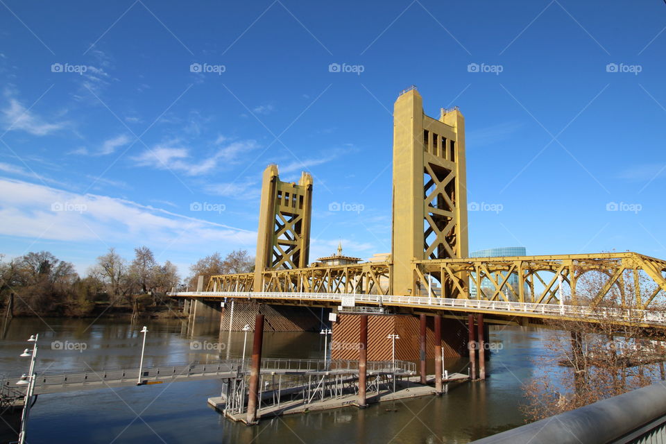 golden bridge, riverfront City Life in the state's capital of Sacramento California.