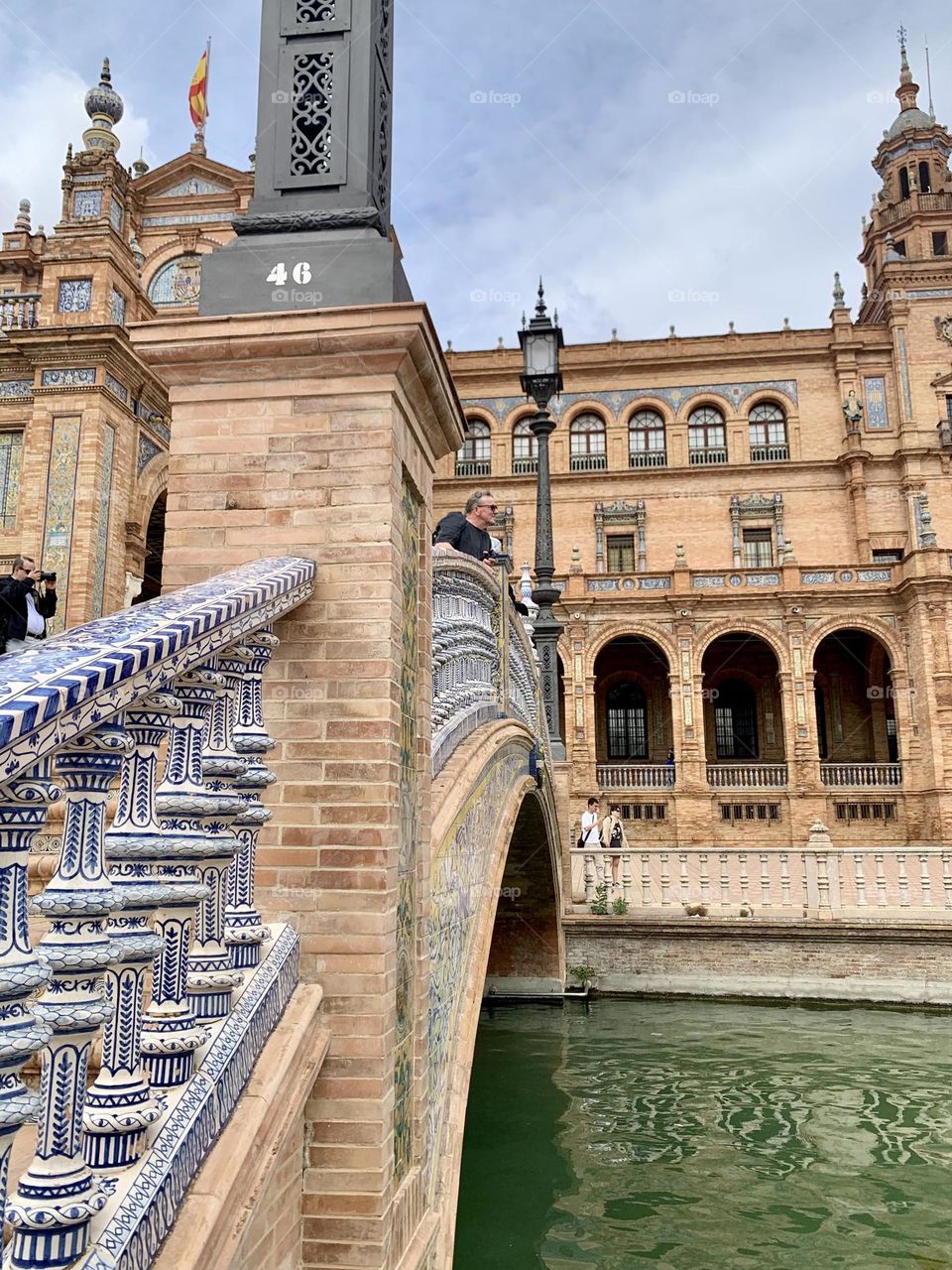 Ceramic balustrade bridge to neo classical architecture Spain