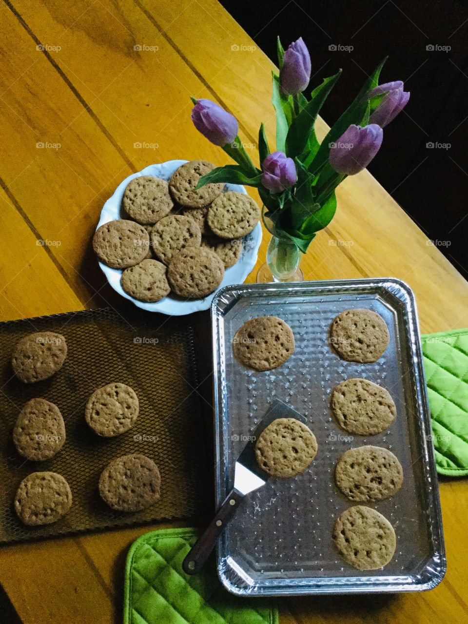 Delicious freshly baked homemade cookies. Warm homemade cookies just coming out of the oven.