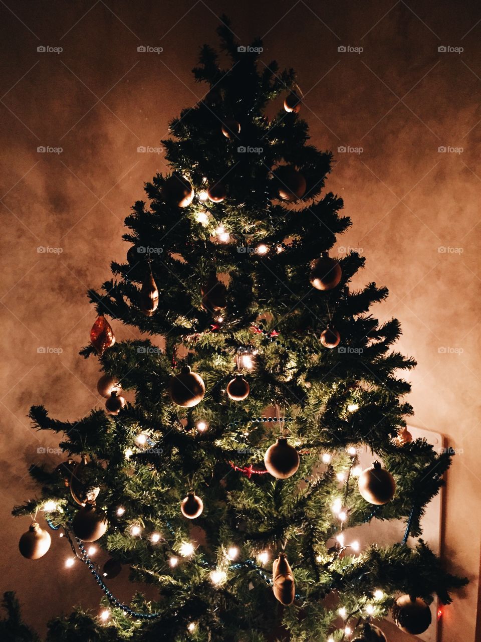Christmas tree lights in the dark