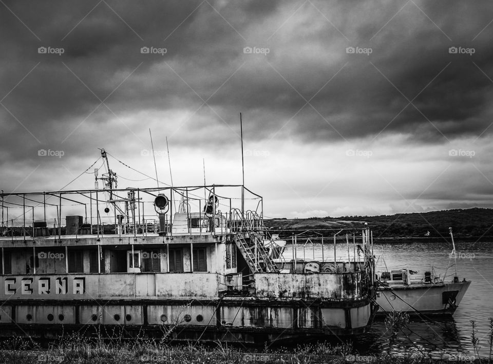 Old ship Cerna in Danube waters