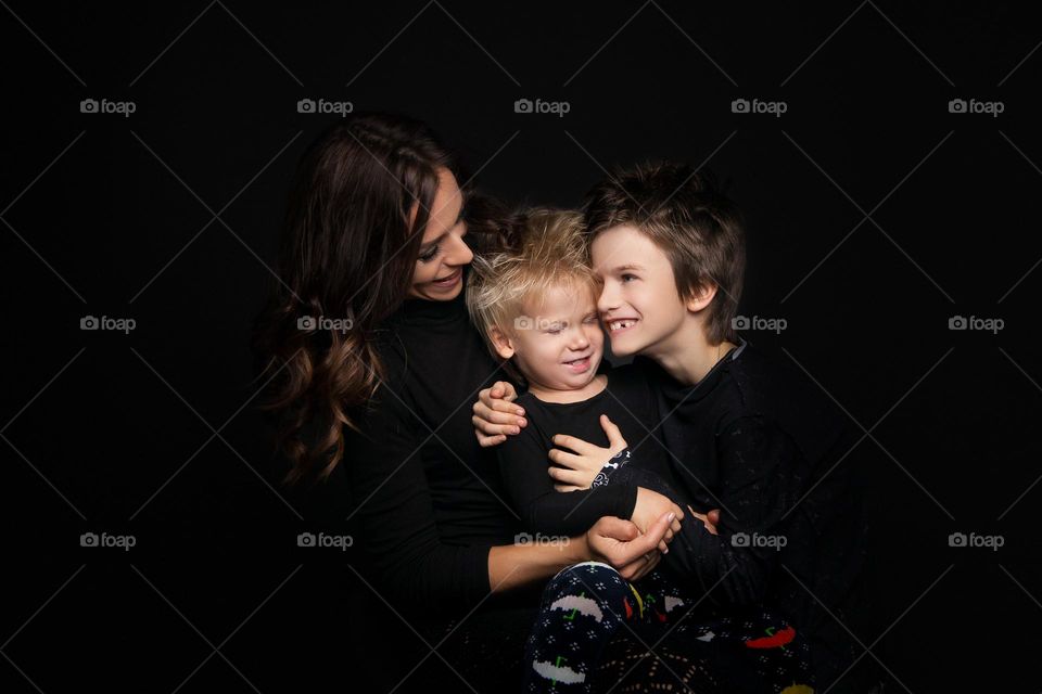 Beautiful family, tenderness moment 