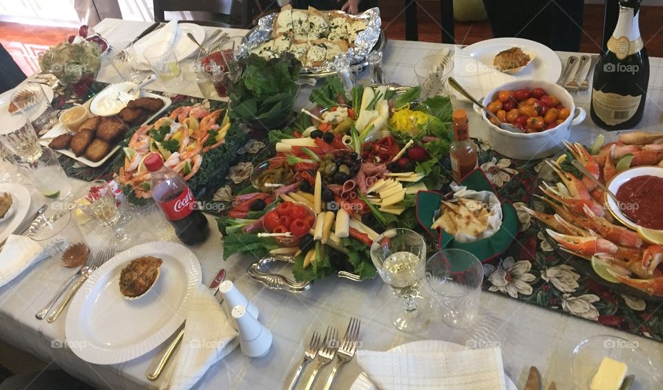 Seafood Italian family colorful holiday antipasto 