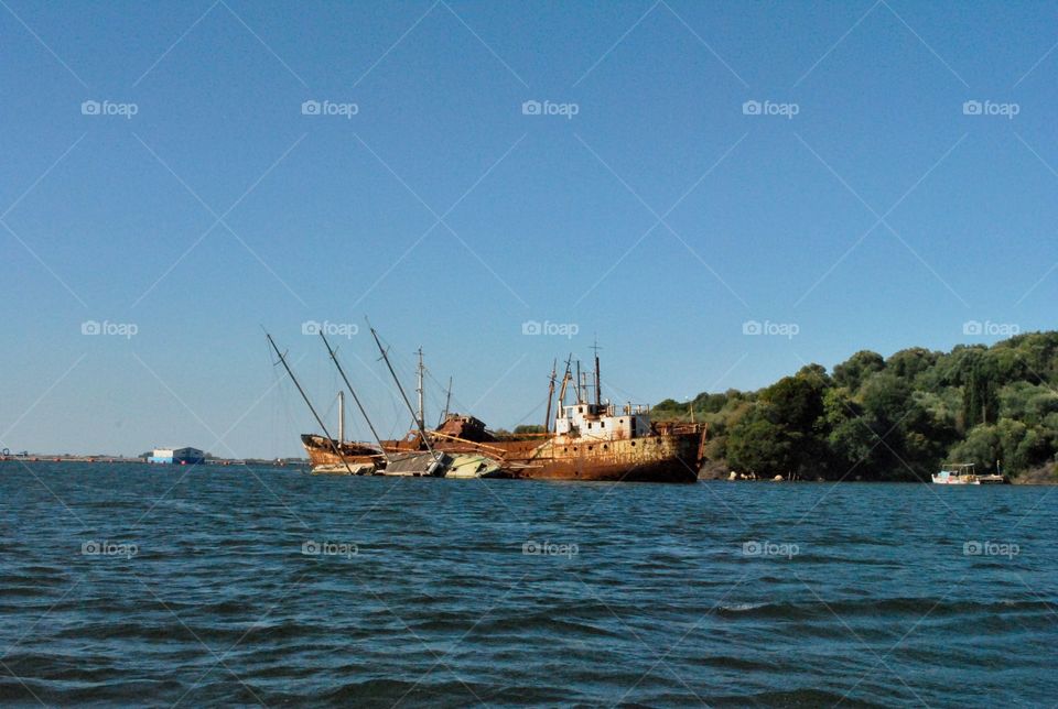 old shipwreck in bay