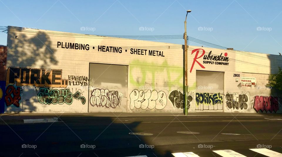 The street art decorating an random warehouse on San Pablo ave in Oakland California.