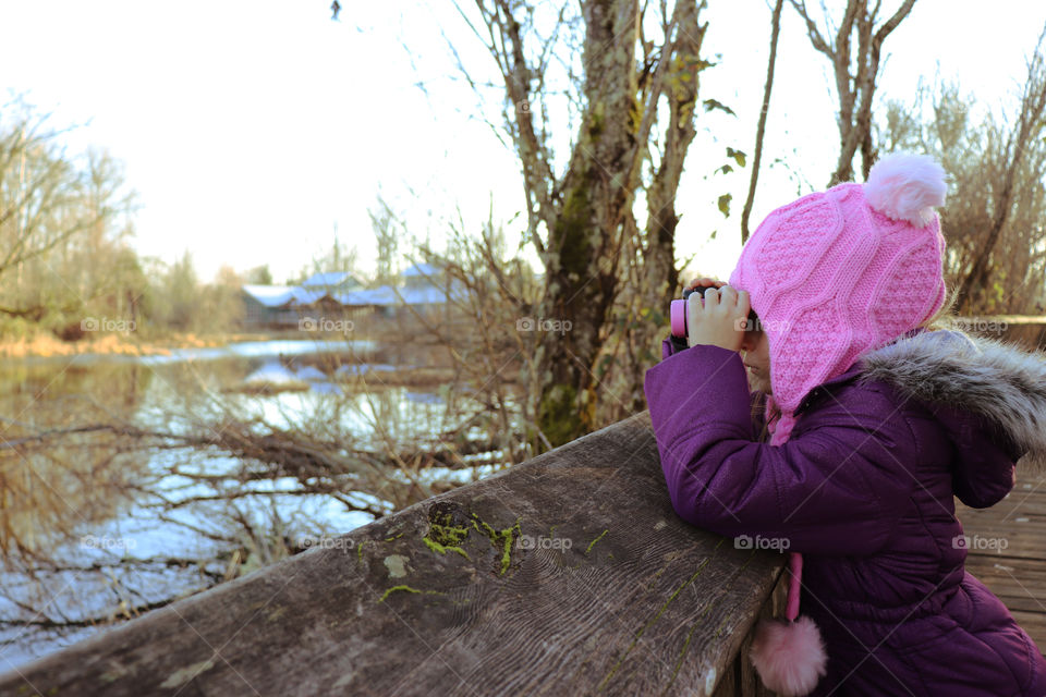 Girl birdwatching