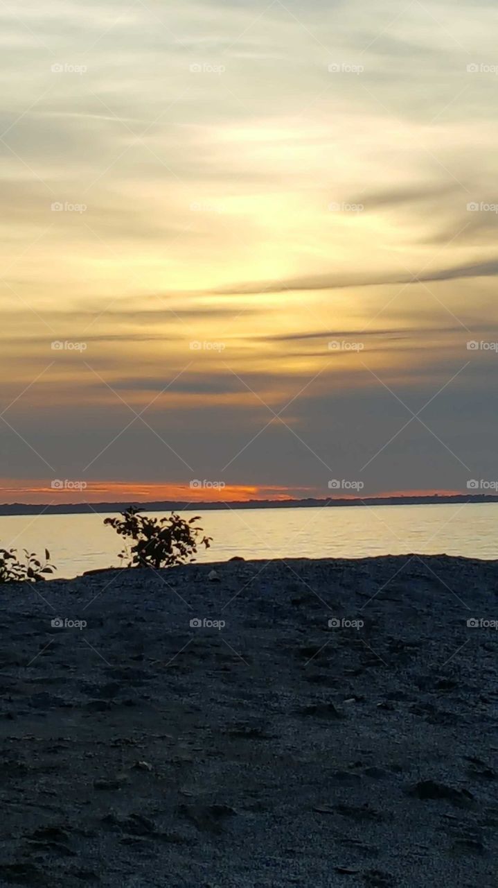 Lake Erie fall sunset, Cleveland, Ohio