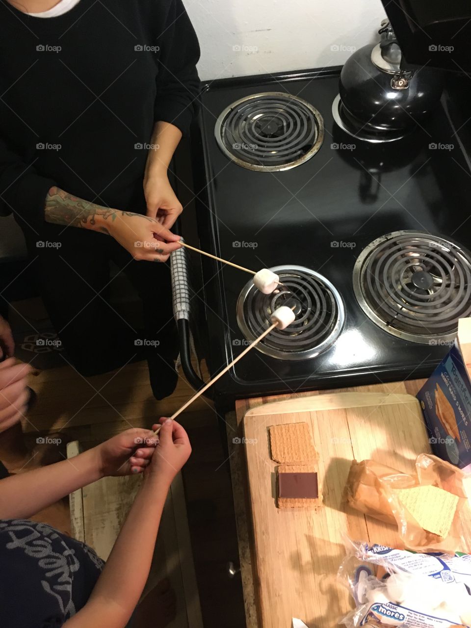 Roasting marshmallows 