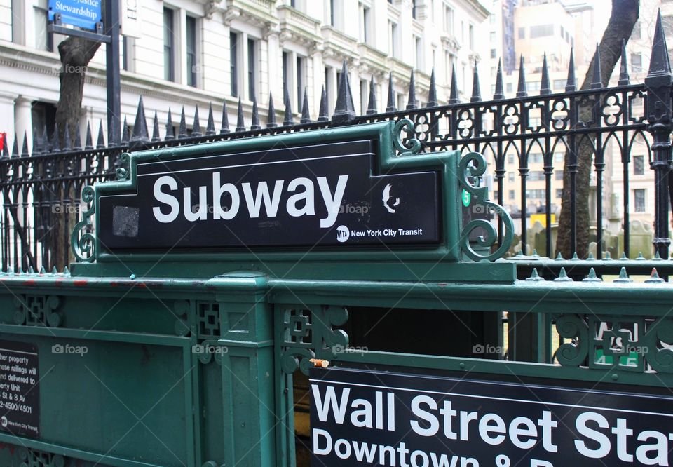 Subway entrance downtown New York City