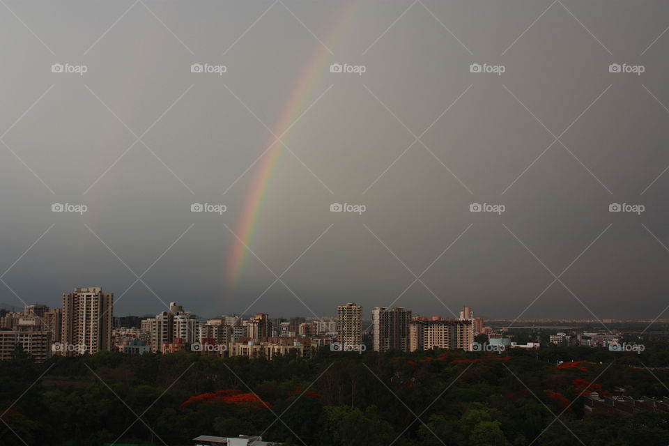 Rainbow over the city