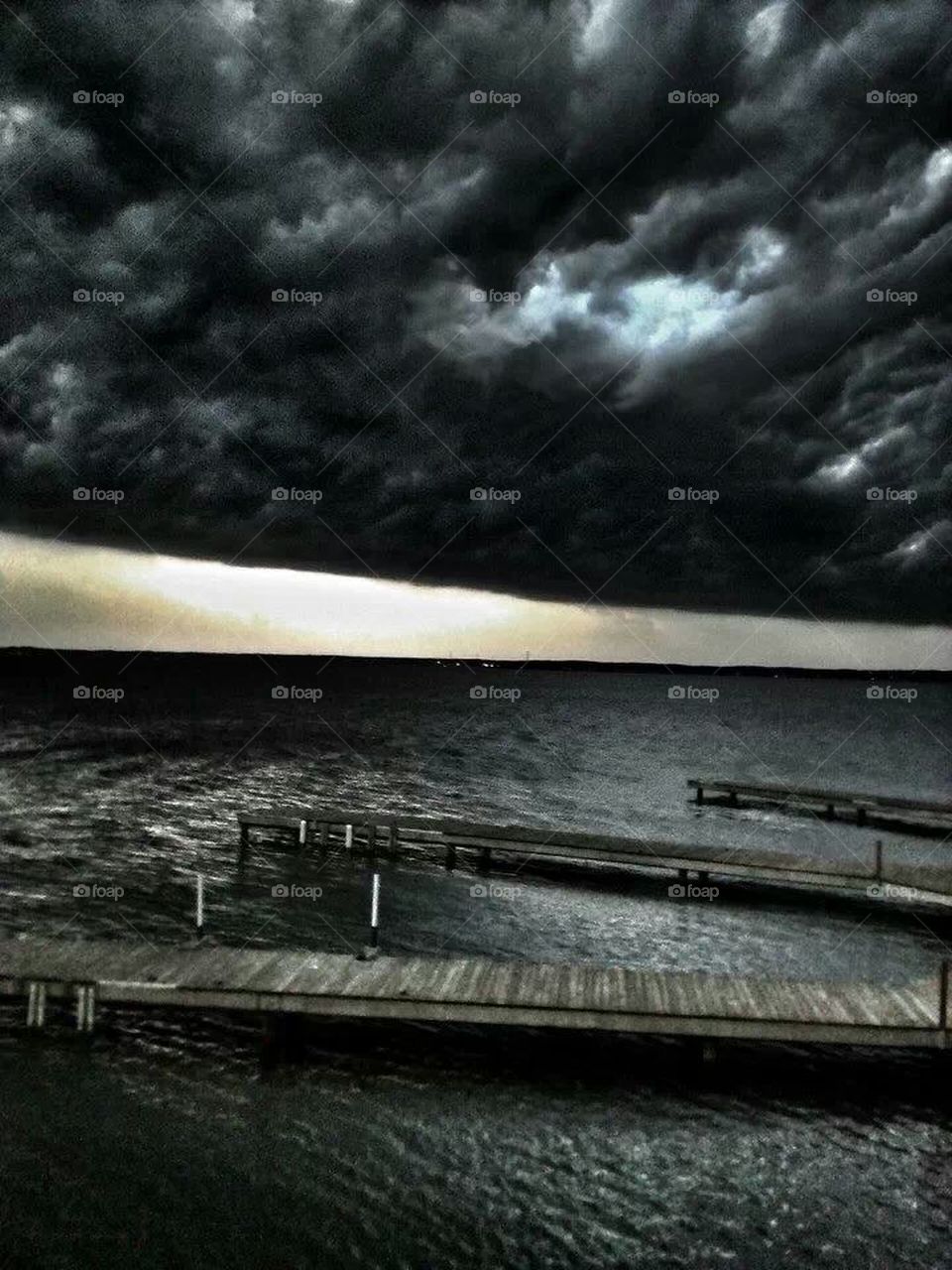 ominous storm over lake
