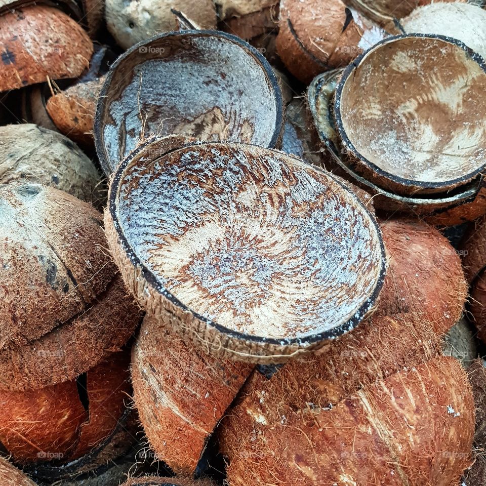 Coconut shells scrap from coconut