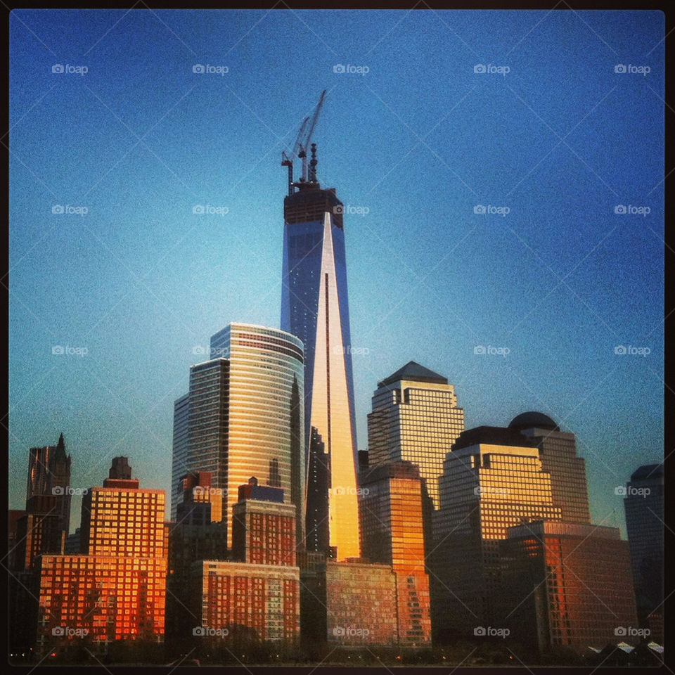 Skyscrapers at sunset