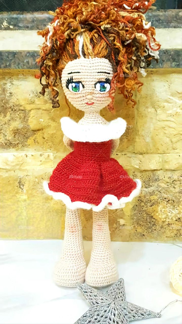A doll done by my sister with crotchet