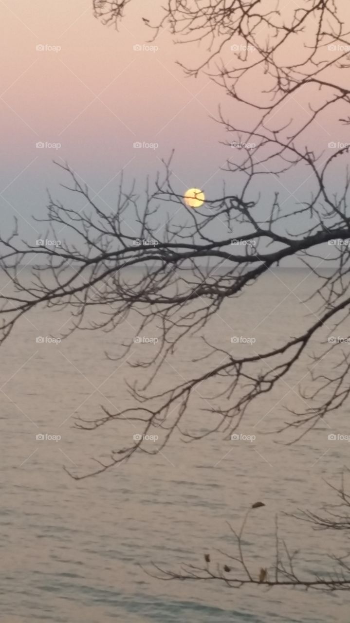 super moon over lake huron