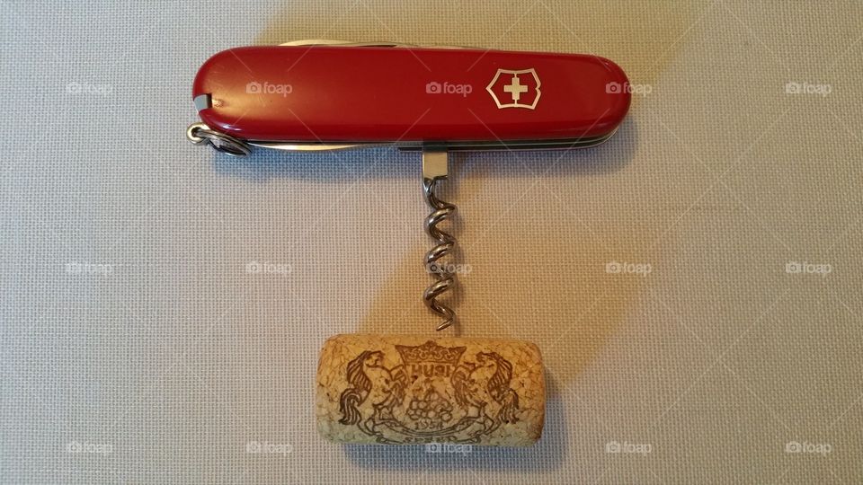 Wine cork and corkscrew