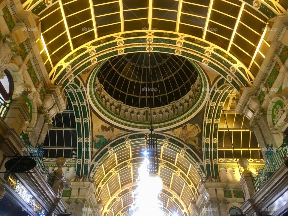 Arched roofing and dome of the Victorian Arcade, Leeds