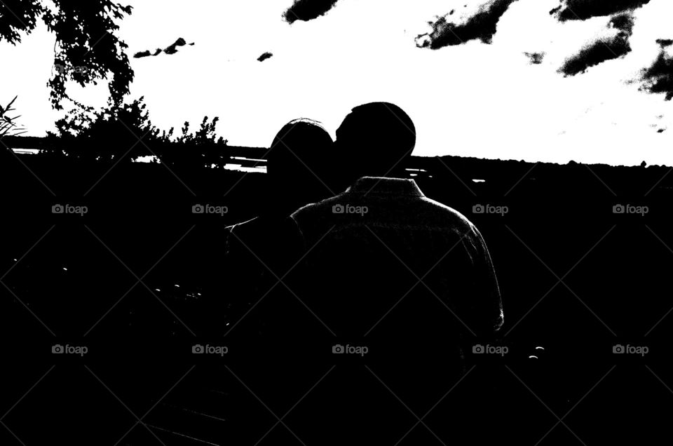 Lovers watching sunset