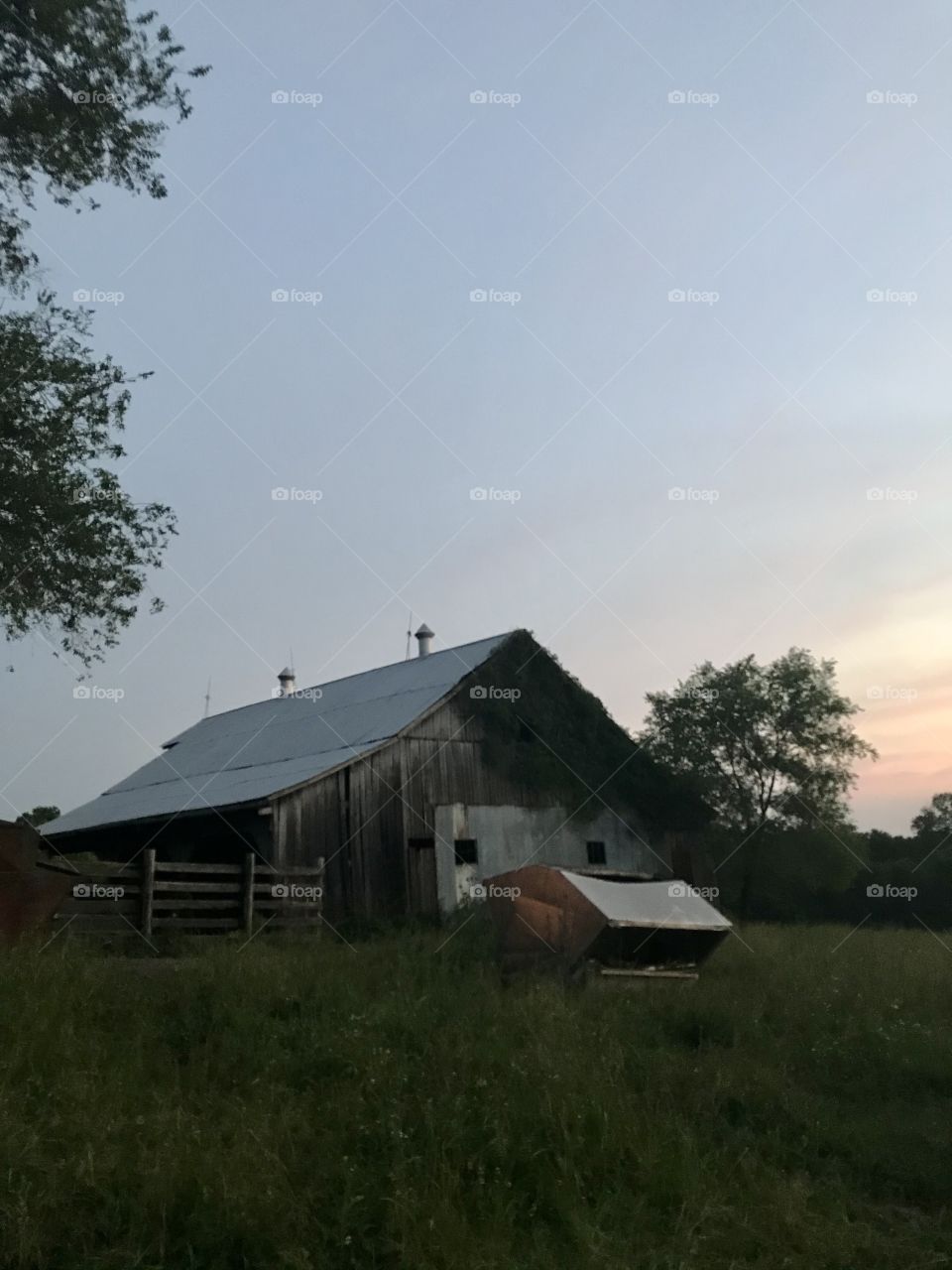 Dark and dim old farming barn 