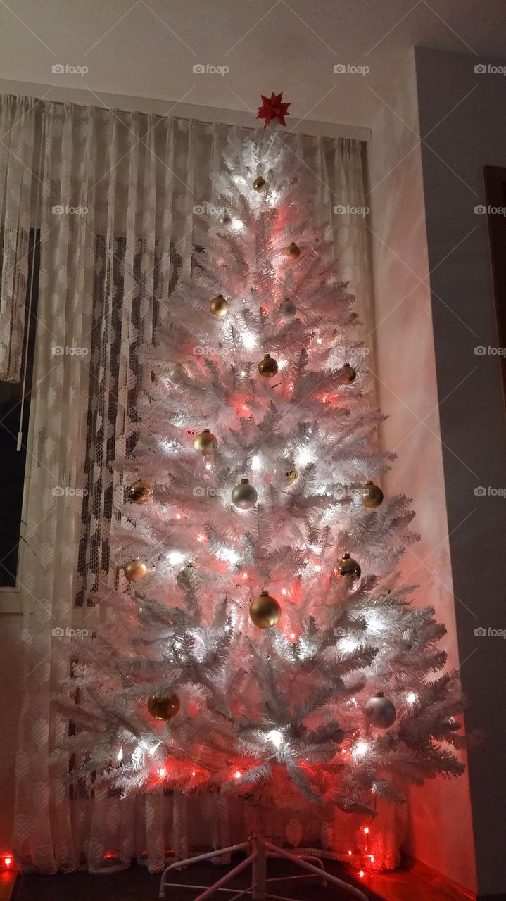 White christmas tree with LED