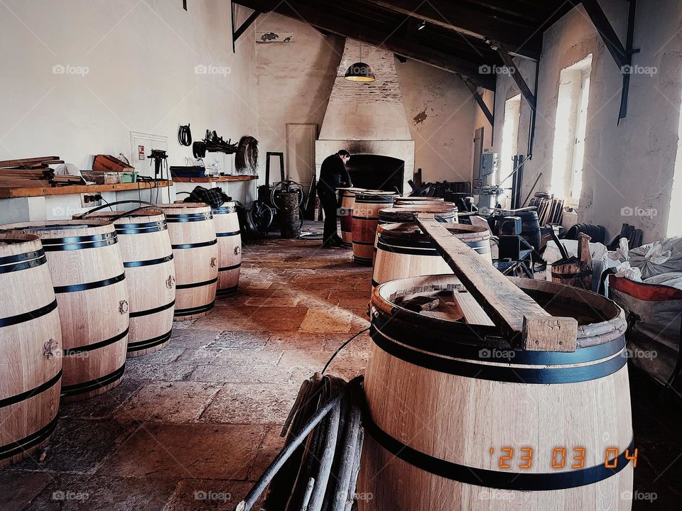 Barrels being made at Chateau Margaux in France. 