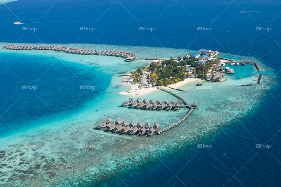 The beautiful view of  Giraavaru Resort Maldives from above.