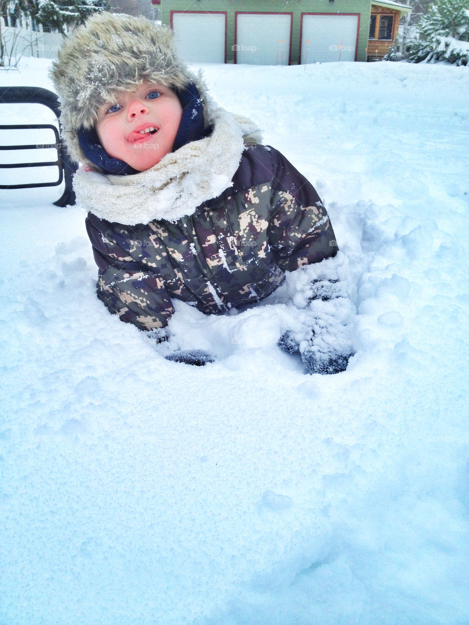 Eating snow!