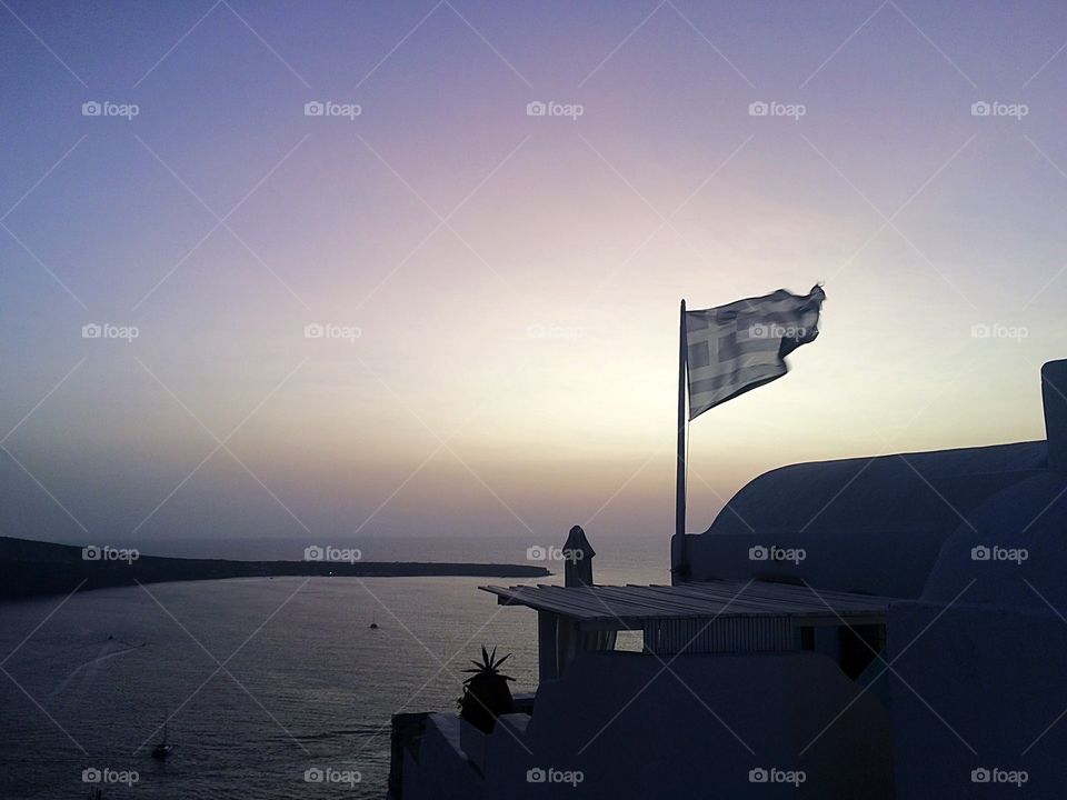 Greece flag and sea 