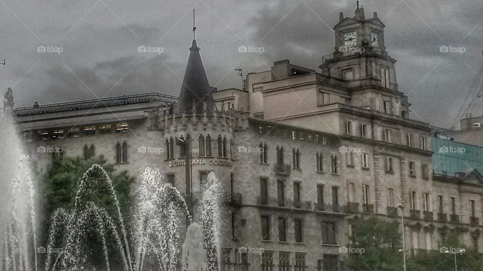 Fountain in Plaça España, Barcelona, Spain
