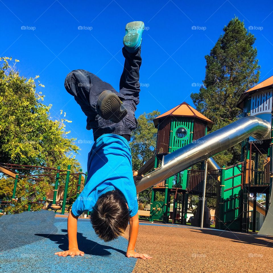 Handstand on the playground 