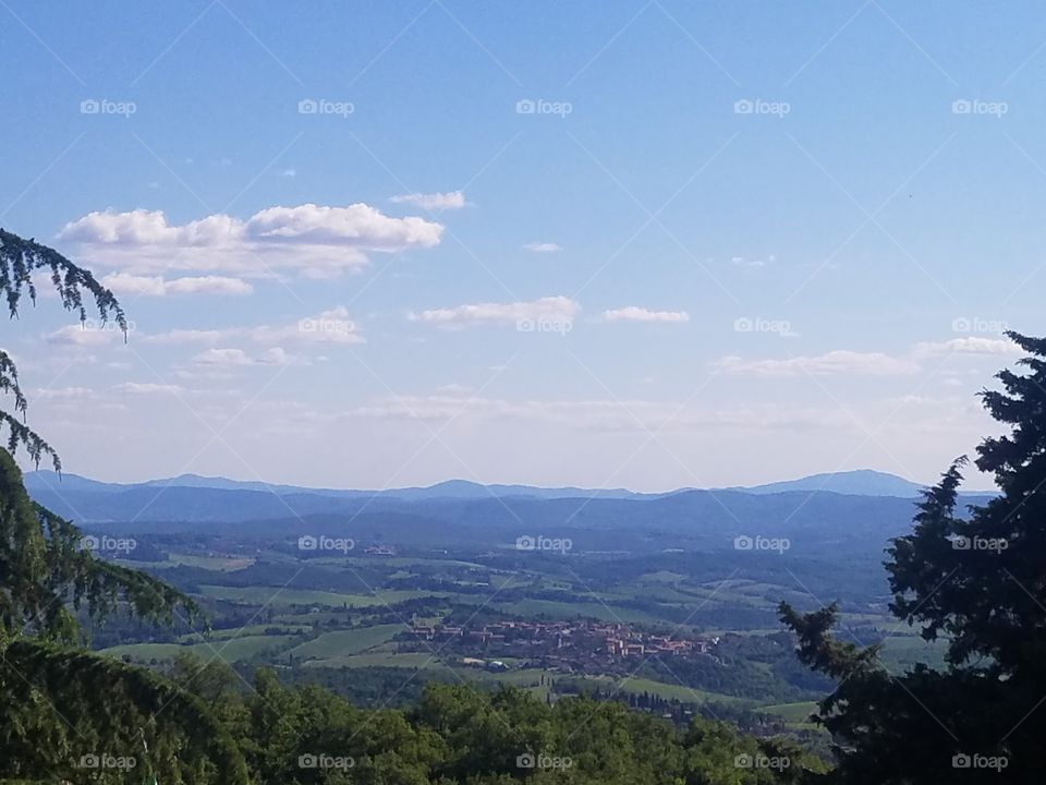 The view from the top of a hill in Tuscany, Italy