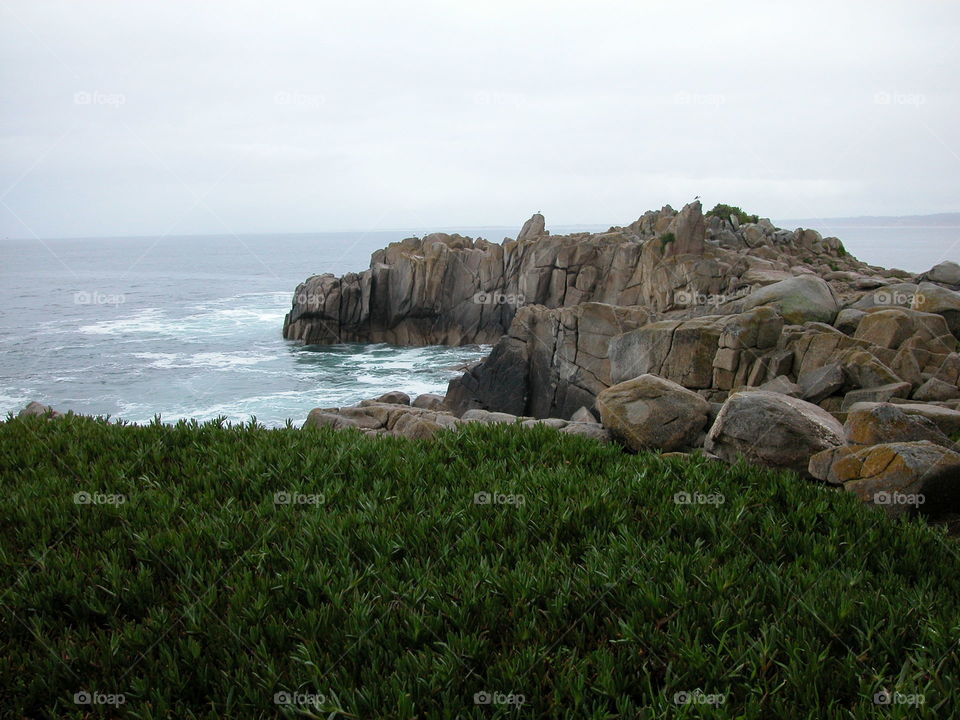 Rock formation around water