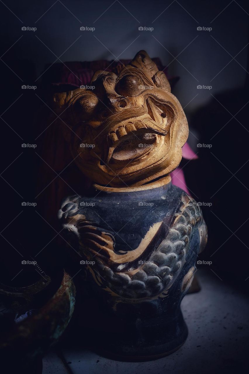 Rangda mask made of wood