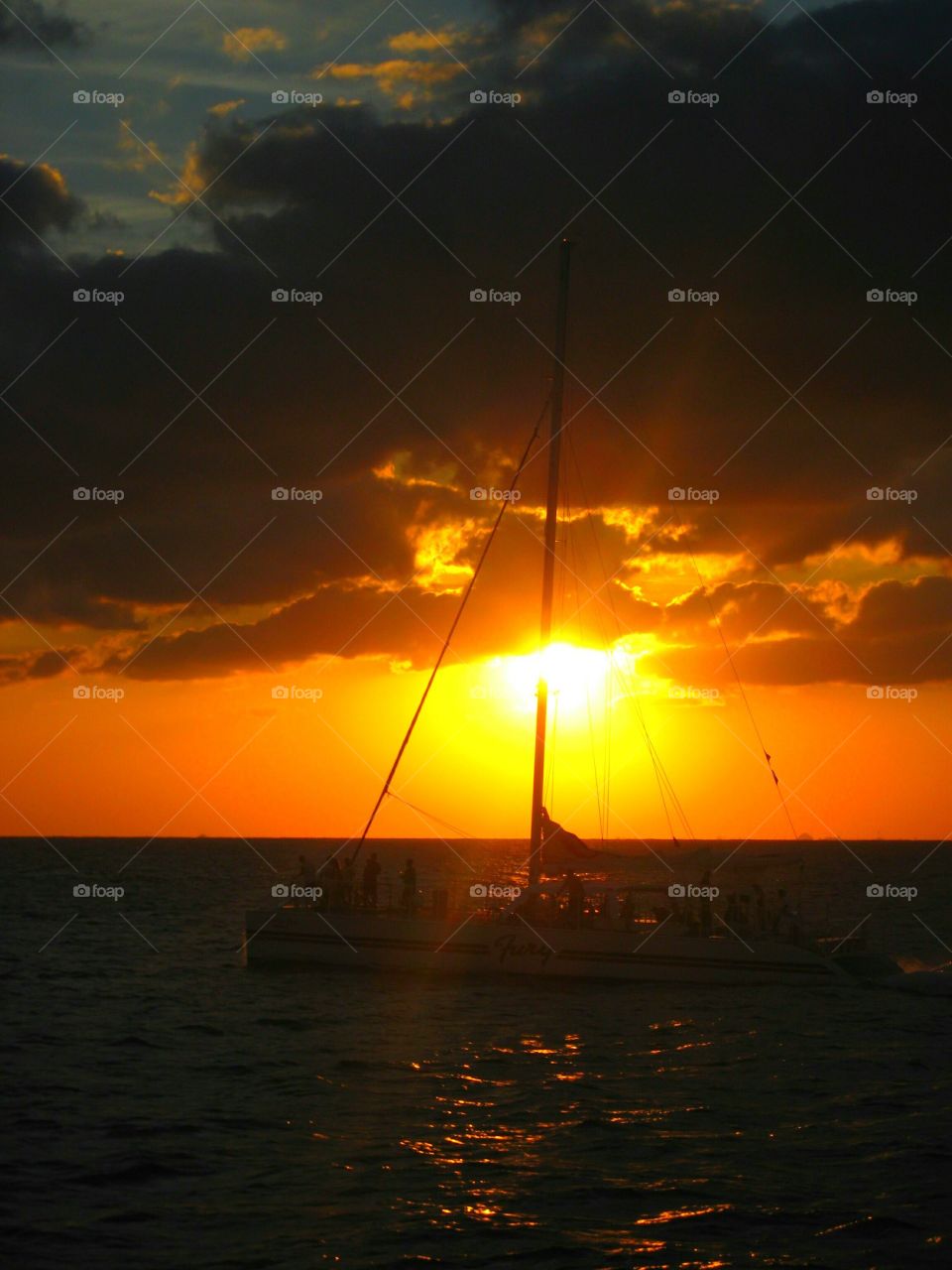 Brilliant Sunset with Sailboat